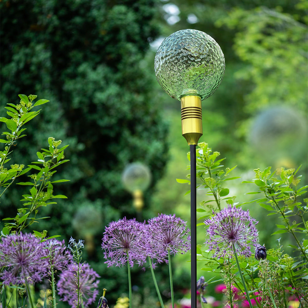 Reed-Shaped Glass Sphere Path Light — Aluminum, LED, IP65, 28"–55.5" Heights, Brown / Green / Clear