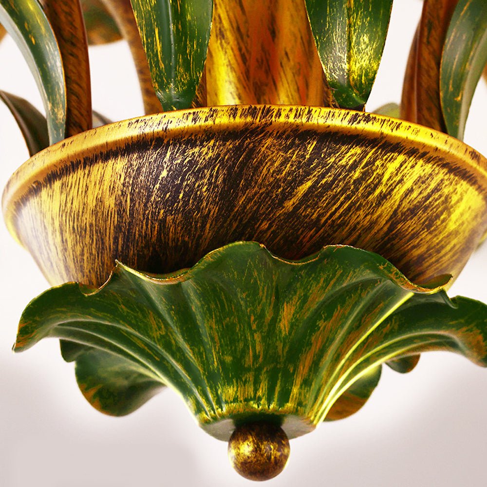 Flower Floral Chandelier — Antique Iron and Glass, 3-Step Dimming, 3000K/4500K/6000K, 6-, 8-, or 10-Light