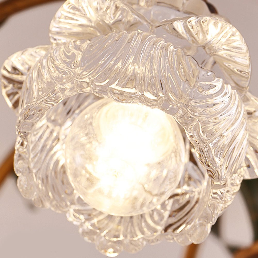 Flower Floral Chandelier — Antique Iron and Glass, 3-Step Dimming, 3000K/4500K/6000K, 6-, 8-, or 10-Light