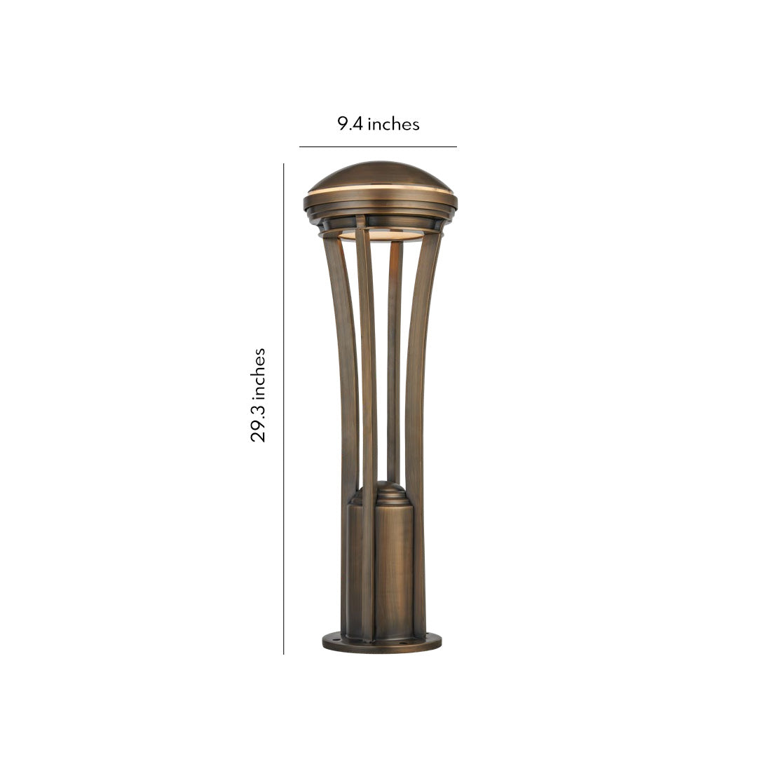 Antique Copper Outdoor Path Light Stake — Clear Glass Shade, 18W LED, IP55, 29.3", Hardwired