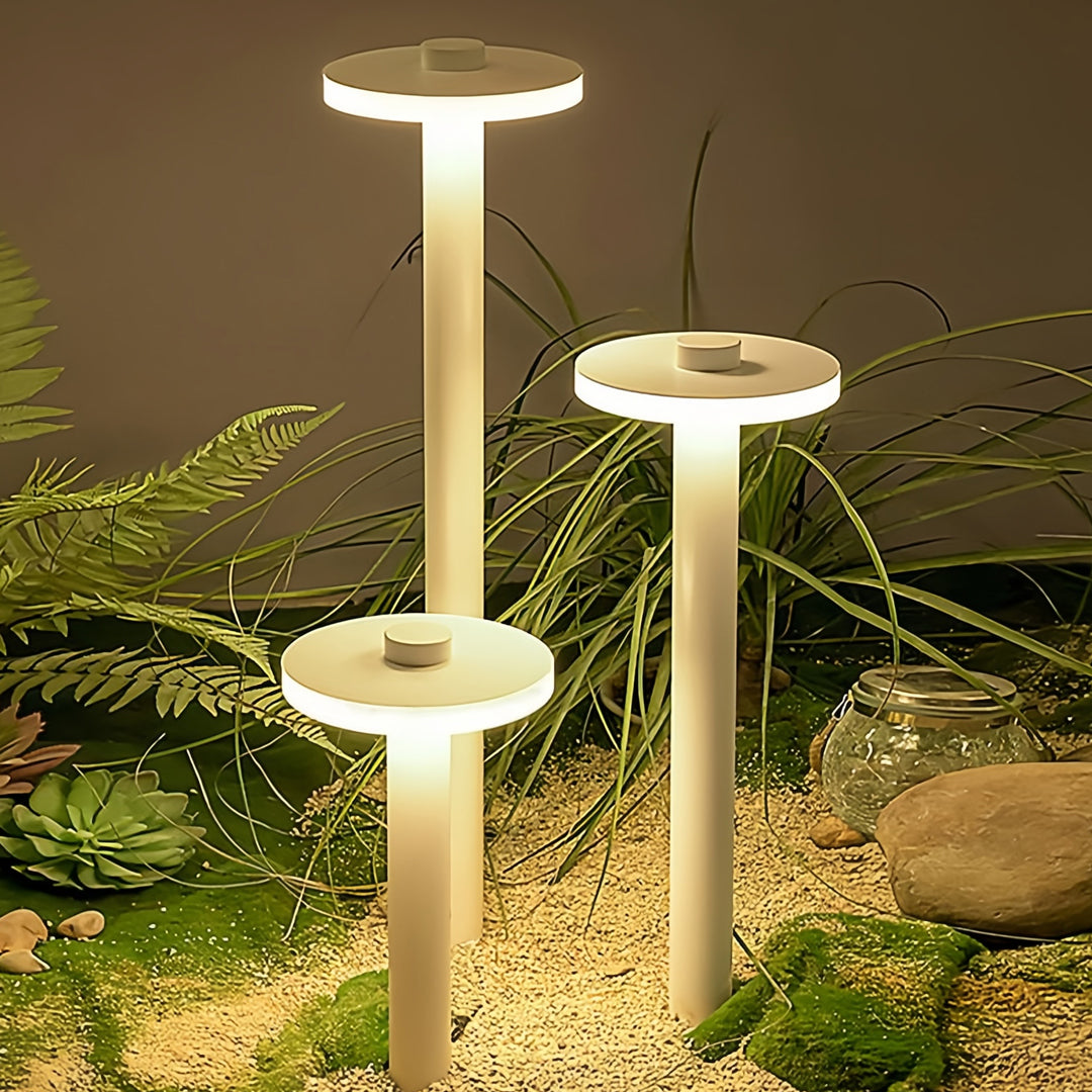 Flying Saucer Outdoor Path Light — Aluminum, LED, IP65 Weatherproof, 4500mAh, 15.7" / 23.6" / 31.5"