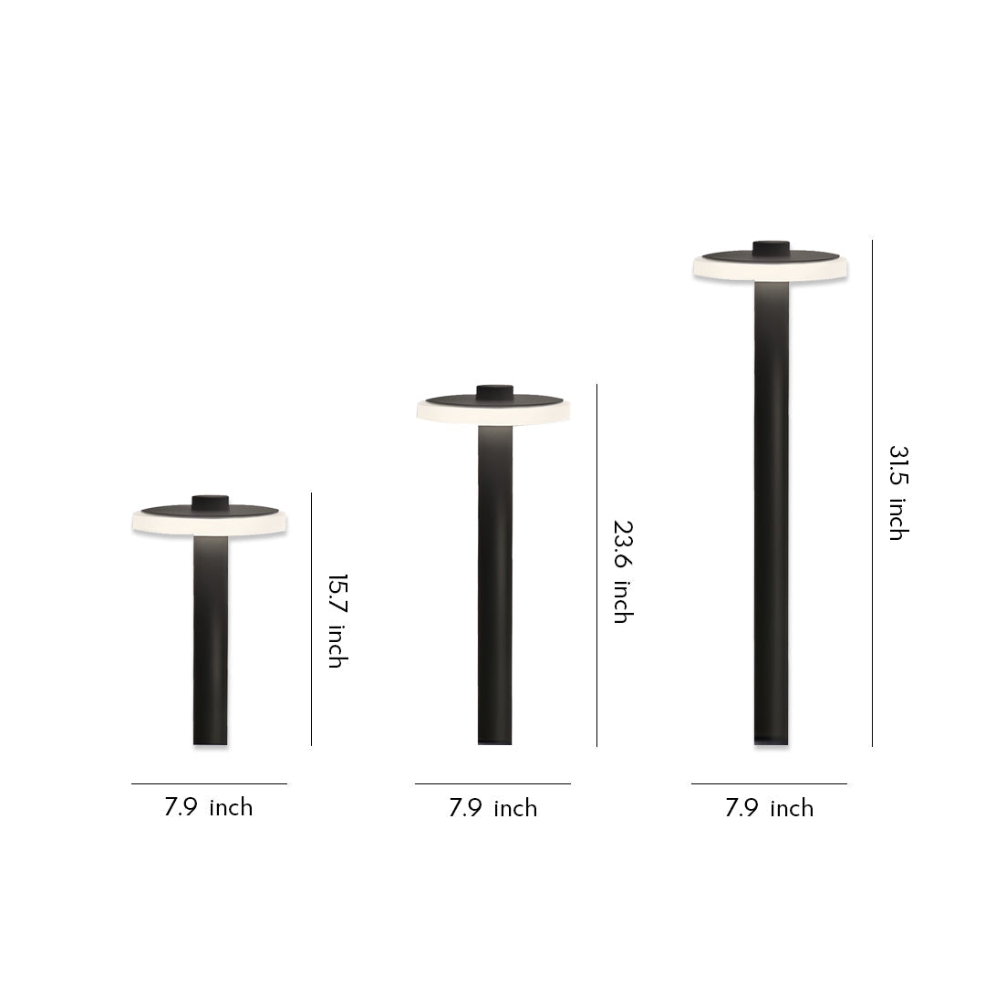 Flying Saucer Outdoor Path Light — Aluminum, LED, IP65 Weatherproof, 4500mAh, 15.7" / 23.6" / 31.5"