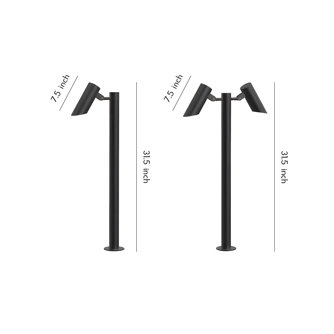 Minimalist Outdoor Path Light — Black Die-Cast Aluminum, 12W LED, IP65, Single or Double Head