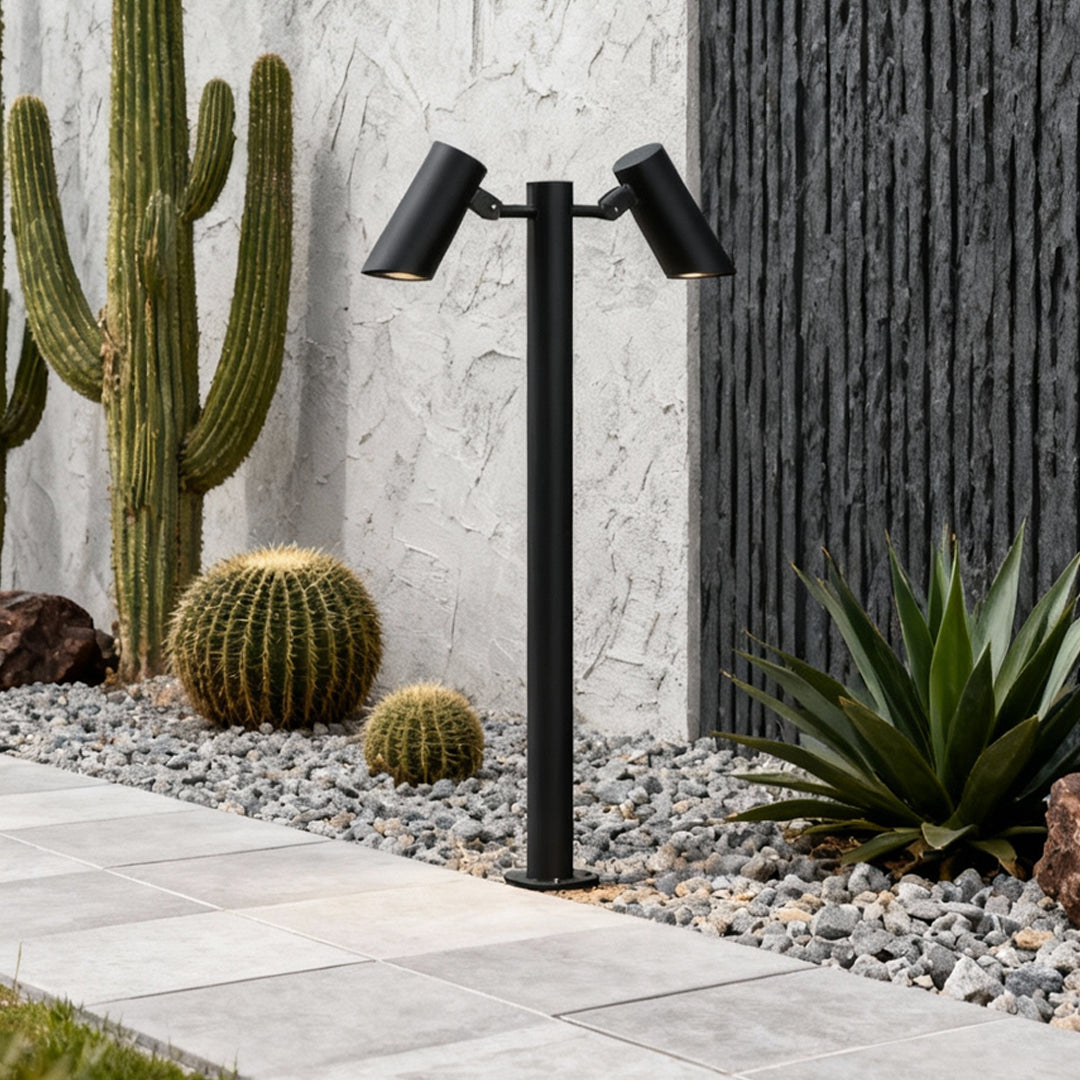 Minimalist Outdoor Path Light — Black Die-Cast Aluminum, 12W LED, IP65, Single or Double Head