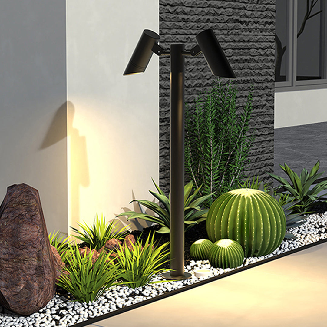Minimalist Outdoor Path Light — Black Die-Cast Aluminum, 12W LED, IP65, Single or Double Head
