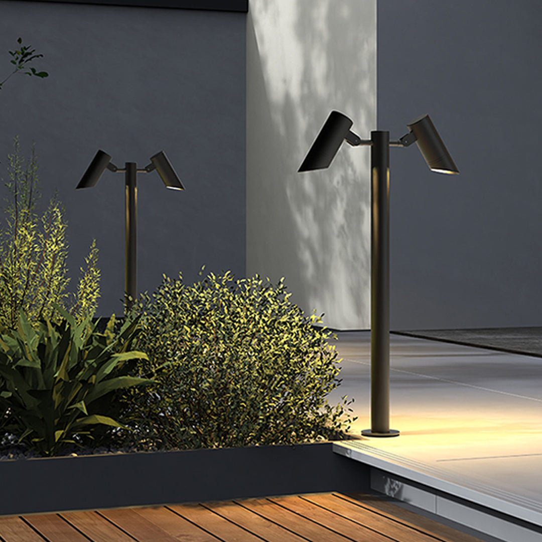 Minimalist Outdoor Path Light — Black Die-Cast Aluminum, 12W LED, IP65, Single or Double Head
