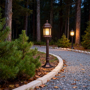 Antique Column Outdoor Path Post Light — Cast Aluminum, 9W LED, 3000K, IP44, E26, 33"