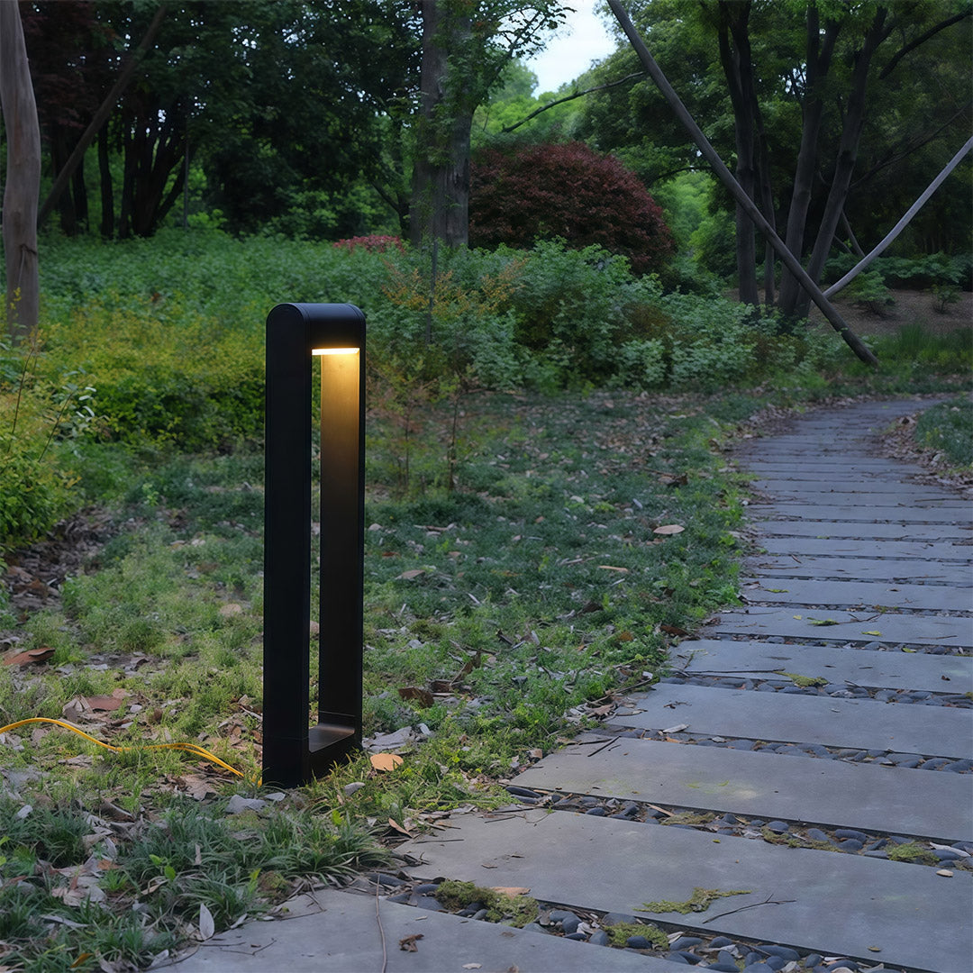 Minimalist Black Square Outdoor Bollard Lights for Pathways