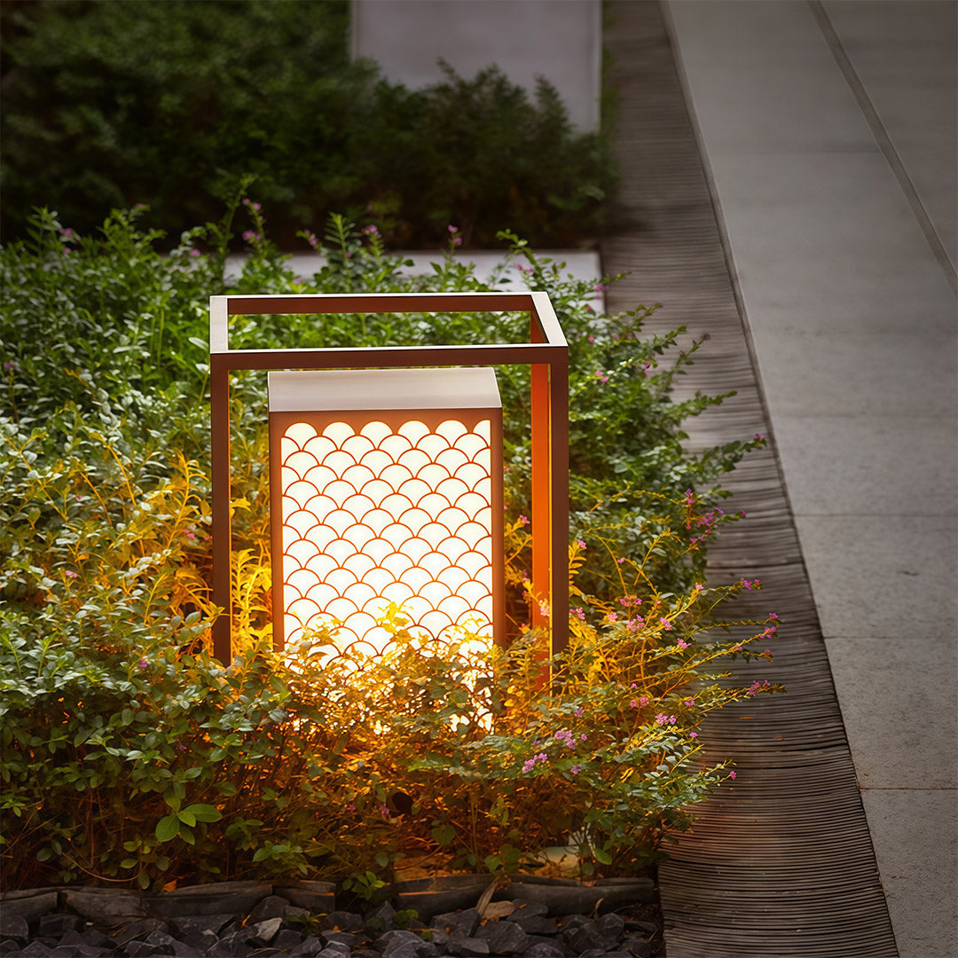 Faux Marble Outdoor Bollard Light — Stainless Steel, Coffee-Brown, Three-Color Dimming, IP54, LED, Two Sizes