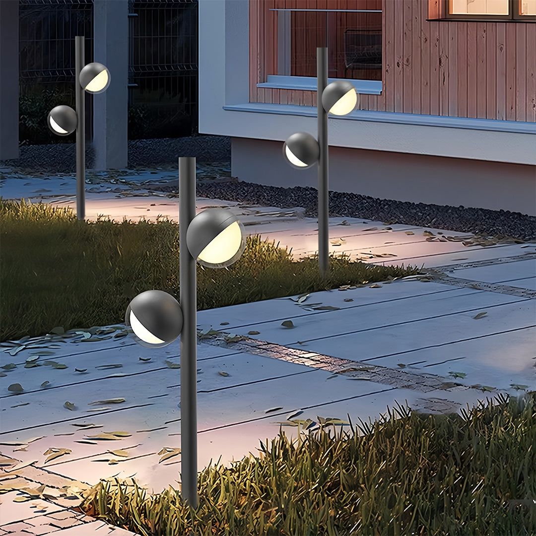 Modern Minimalist Black Path Light — Aluminum, LED, Single or Dual-Head, IP65 Weatherproof