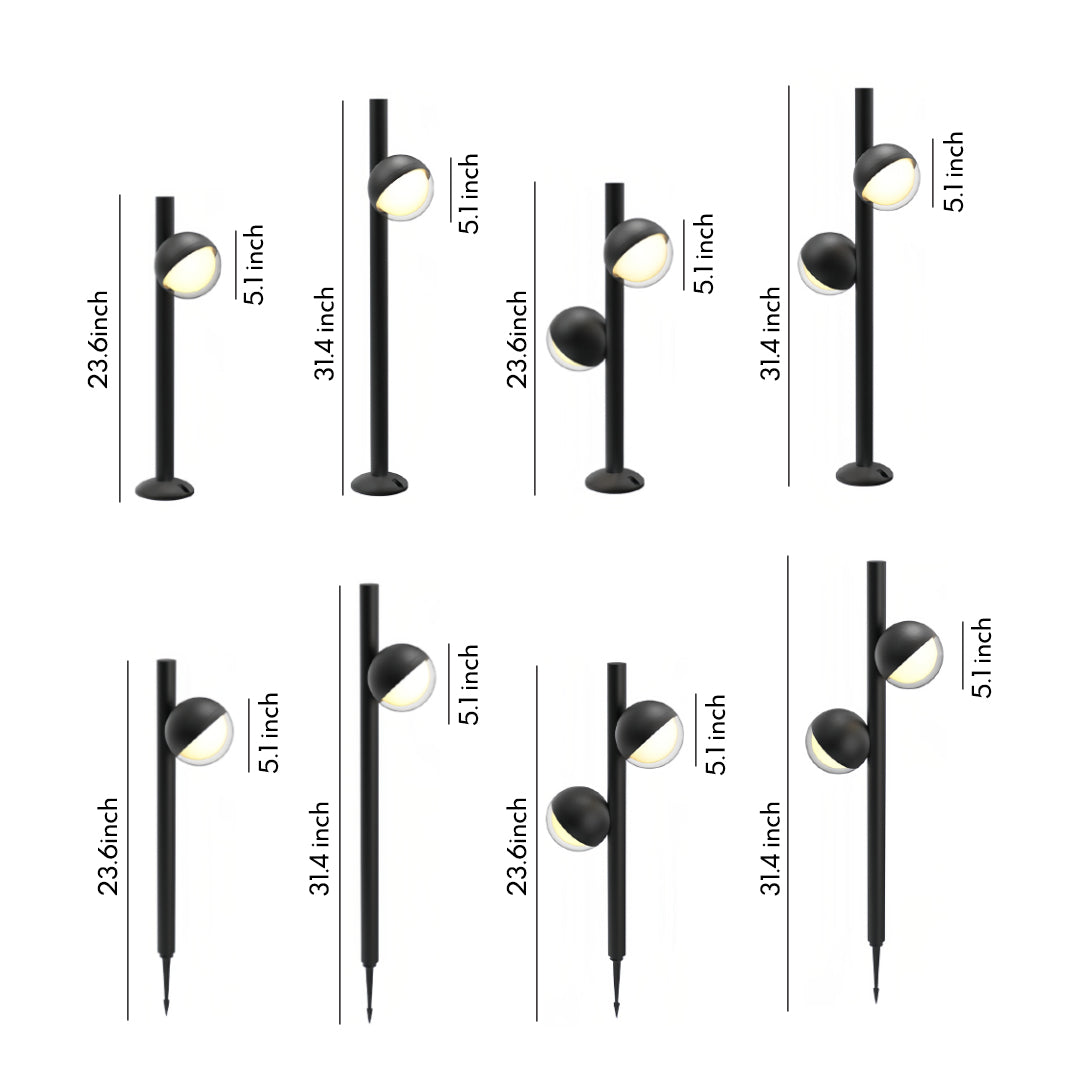 Modern Minimalist Black Path Light — Aluminum, LED, Single or Dual-Head, IP65 Weatherproof