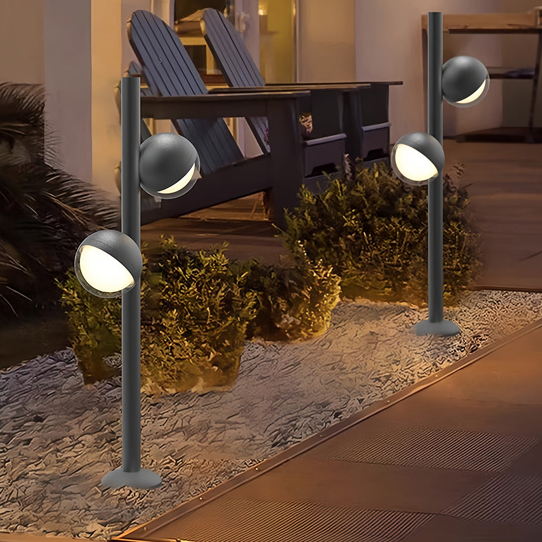 Modern Minimalist Black Path Light — Aluminum, LED, Single or Dual-Head, IP65 Weatherproof