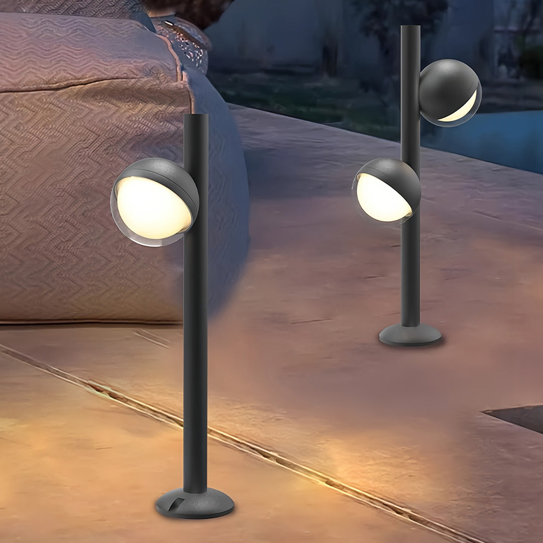 Modern Minimalist Black Path Light — Aluminum, LED, Single or Dual-Head, IP65 Weatherproof