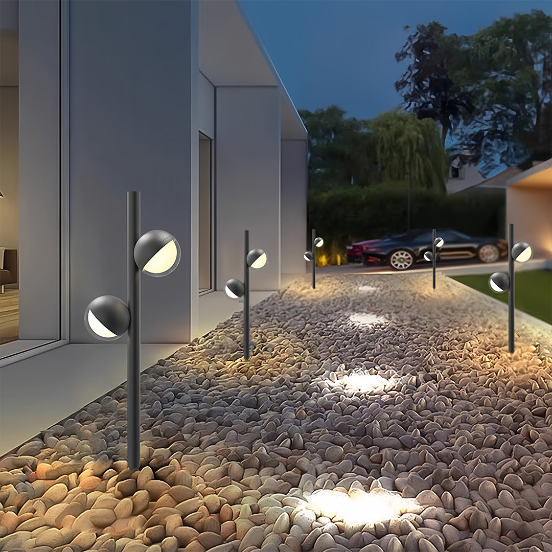 Modern Minimalist Black Path Light — Aluminum, LED, Single or Dual-Head, IP65 Weatherproof
