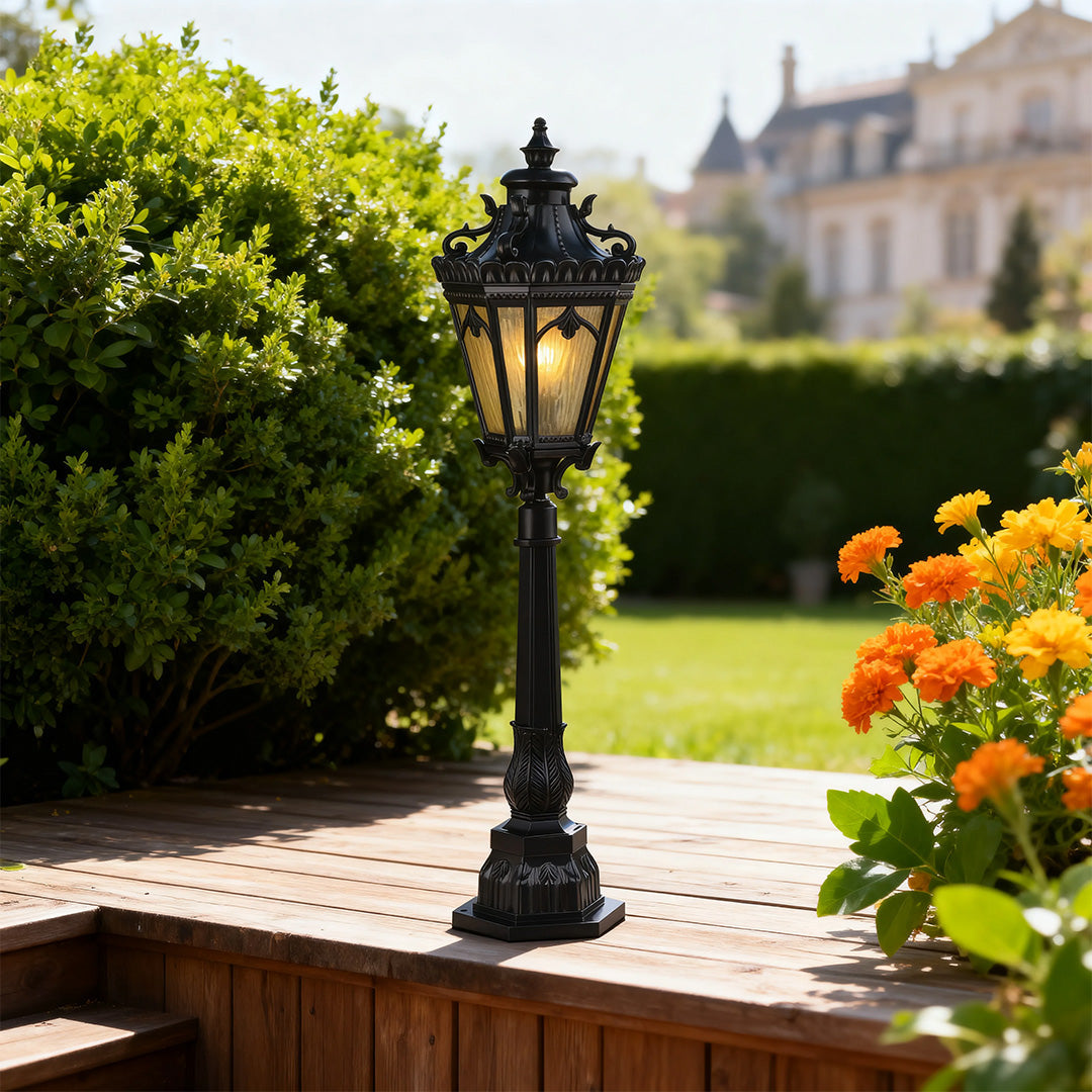 Aluminum Garden Bollard Path Light — Black, 18W E26, IP44, Warm White 3000K, 43.5" H