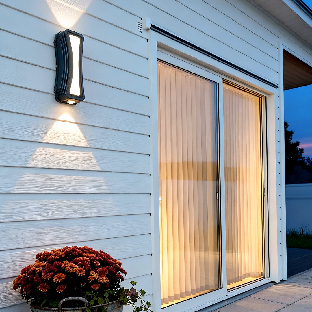 Geometric Black Up-Down Outdoor Wall Lights - Modern Design