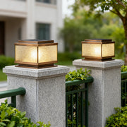 All-Copper Garden Pillar Light — Transparent Glass, Solar / Hardwired, Three-Color Dimming, Remote, 2200mAh, 4 Sizes