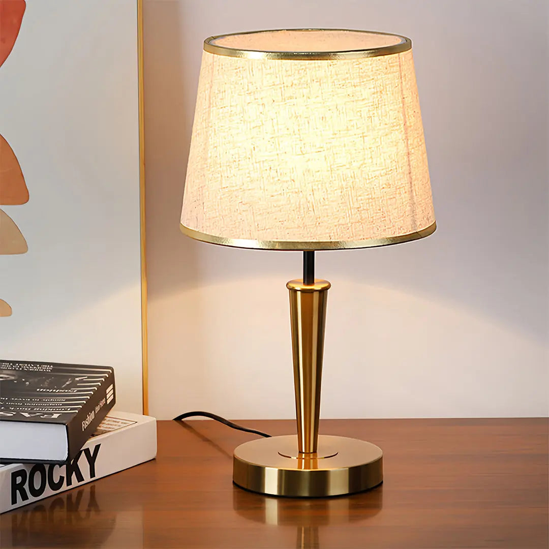 Elegant Nordic Brass Table Lamp with Fabric Shade – Modern Decorative Lighting Luxe