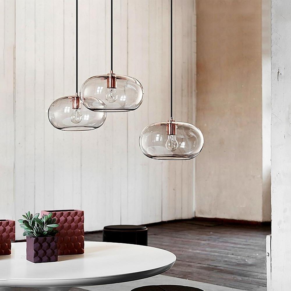 Art Deco Electroplated Glass Mini Pendant — E26/E27, 12" Diameter, 39" Adjustable Cord