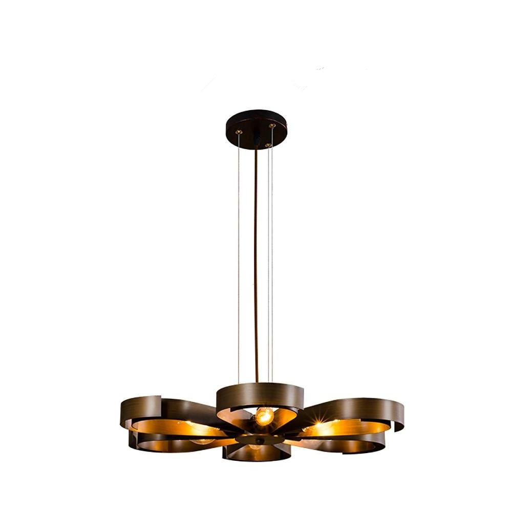 Petal-Shaped 6-Light Pendant Chandelier — Metal, Bronze or Dark Red, LED/Incandescent, 24" Diameter