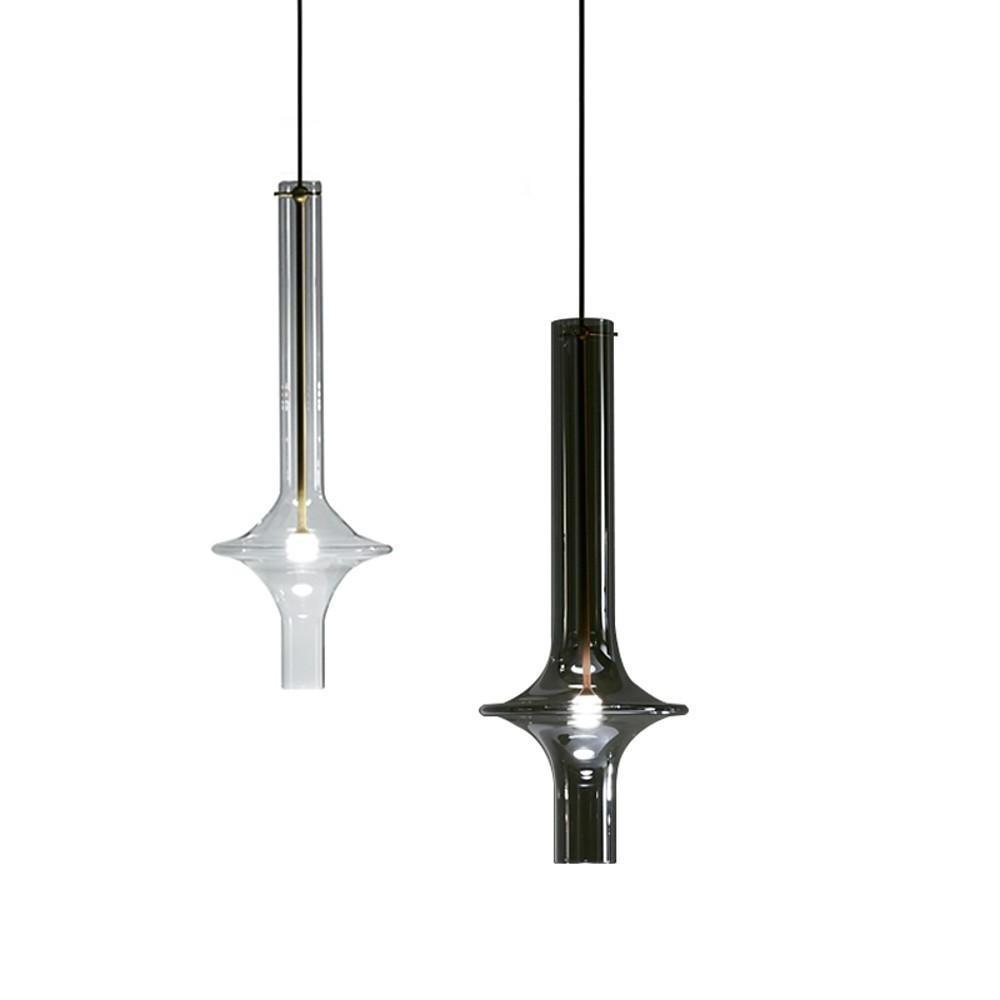 Minimalist Glass Mini Pendant — Metal, Transparent or Smoke Gray, LED 3000K, Adjustable 59" Cord