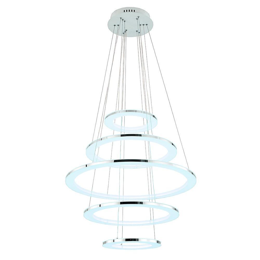 Mid-Century 5-Tiered Adjustable Chandelier — Acrylic and Metal, LED, 3000K / 4500K / 6000K, 28" Diameter