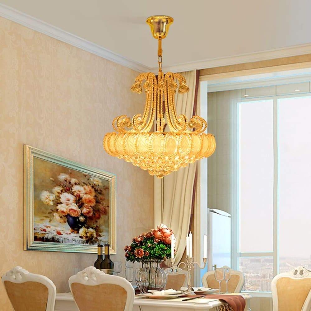 8-Light Vintage Crystal Chandeliers in Modern Gold and Silver for Living Rooms
