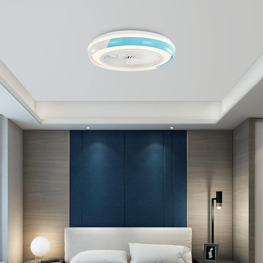 Modern Round Flush Mount Bladeless Ceiling Fan with Dimmable LED Light