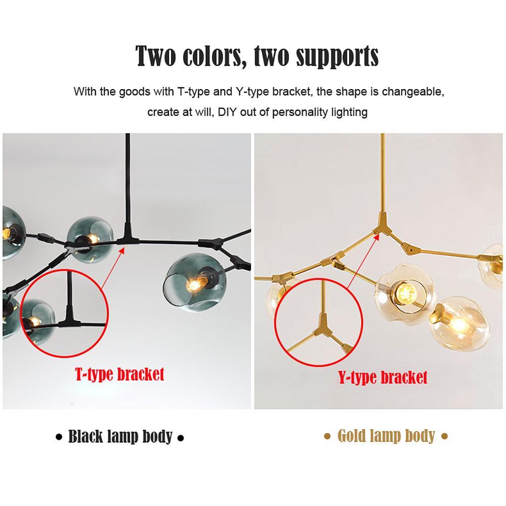 Globe Sputnik Industrial Chandelier — Metal and Glass, E27, 3/5/6/7-Light, Choice of Finish and Shade Color