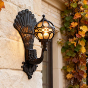 Peacock Outdoor Wall Sconce — Die-Cast Aluminum with Glass Shade, E27, IP55, 3000K, 1-Light