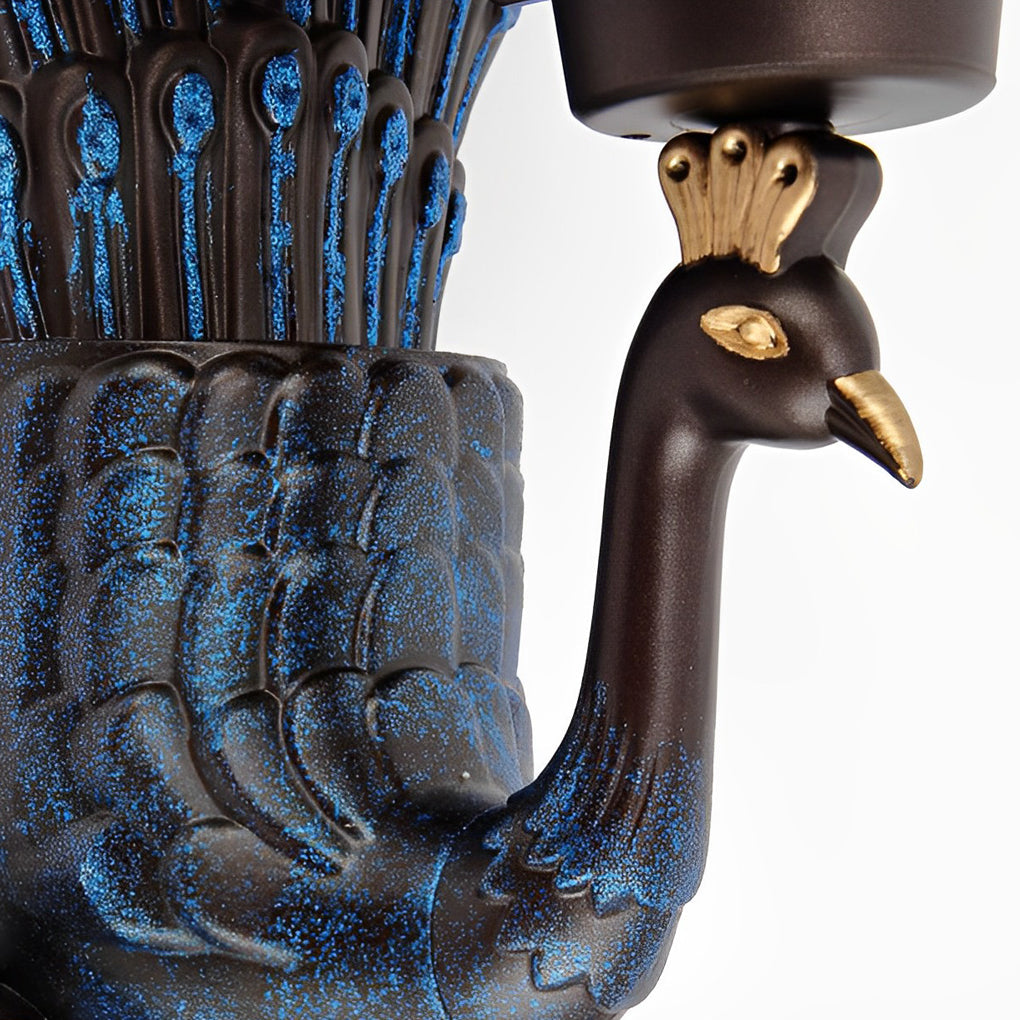 Peacock Outdoor Wall Sconce — Die-Cast Aluminum with Glass Shade, E27, IP55, 3000K, 1-Light