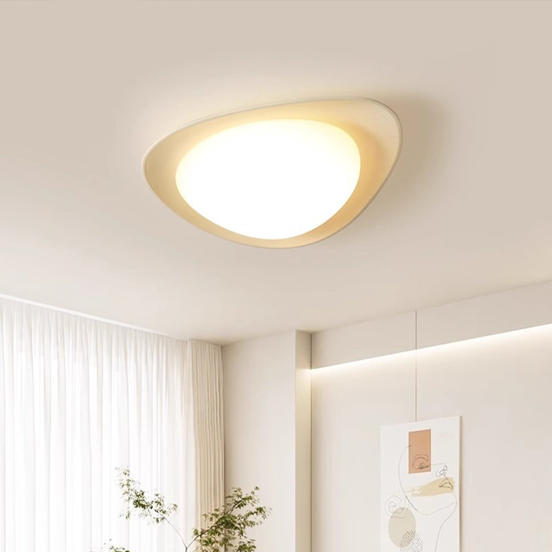 Pebble Flush-Mount Ceiling Light — Resin & PE, Full Spectrum LED, 3-Step Dimming, 18" / 24", 24W / 36W