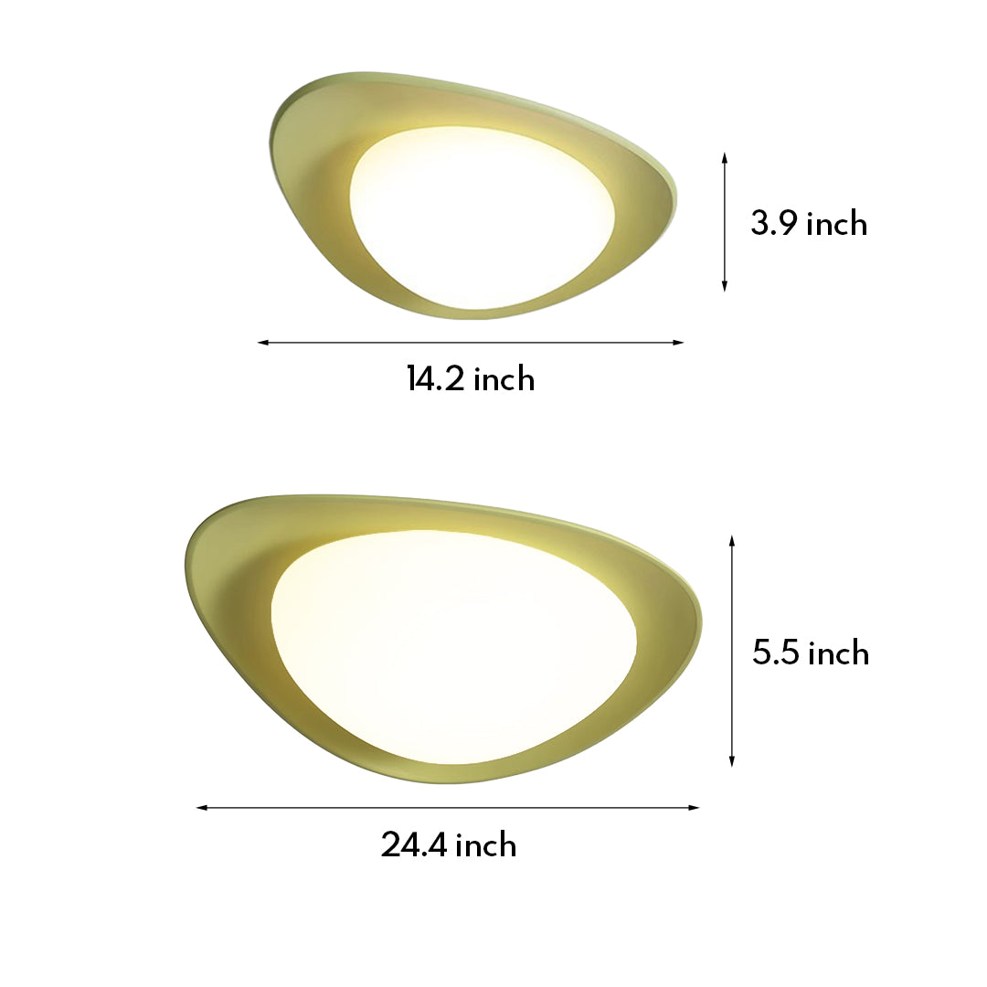 Pebble Flush-Mount Ceiling Light — Resin & PE, Full Spectrum LED, 3-Step Dimming, 18" / 24", 24W / 36W