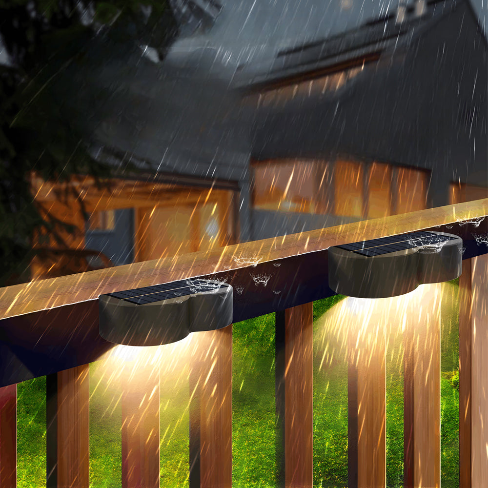 Modern Solar Outdoor Wall Wash Sconce, 4-Pack — Black, LED, Dual-Color + RGB, IP65, Dusk-to-Dawn