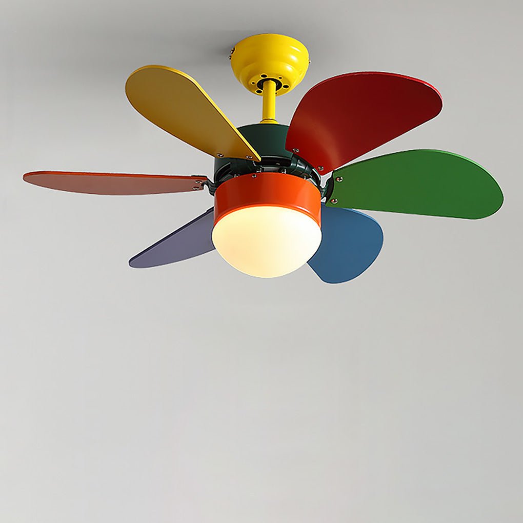 Mini Kids' Ceiling Fan Light — LED, 30", Three-Color Dimming, Dual Control with Remote
