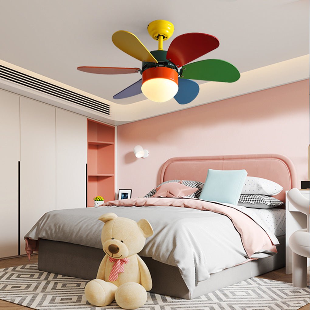 Mini Kids' Ceiling Fan Light — LED, 30", Three-Color Dimming, Dual Control with Remote