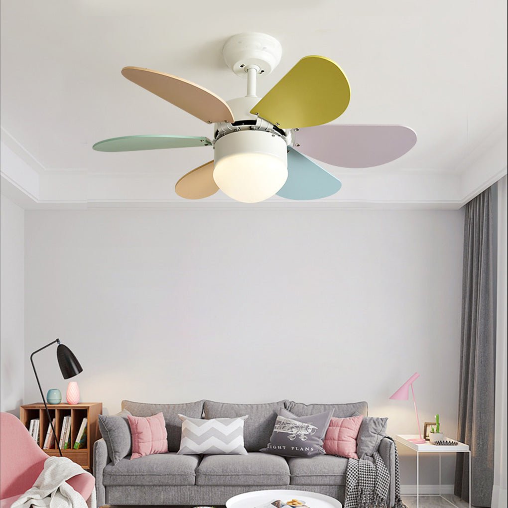 Mini Kids' Ceiling Fan Light — LED, 30", Three-Color Dimming, Dual Control with Remote