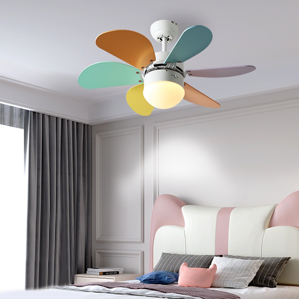 Mini Kids' Ceiling Fan Light — LED, 30", Three-Color Dimming, Dual Control with Remote