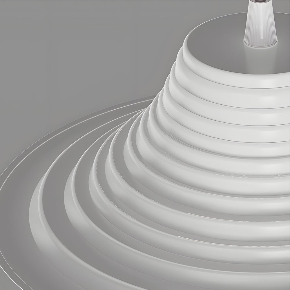 Striped Iron Hat Mini Pendant — Black or White, E14 5W, 3-Step Dimming (3000K/4500K/6000K)