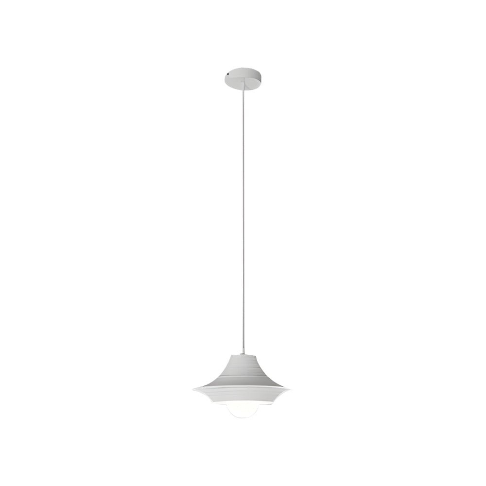 Striped Iron Hat Mini Pendant — Black or White, E14 5W, 3-Step Dimming (3000K/4500K/6000K)