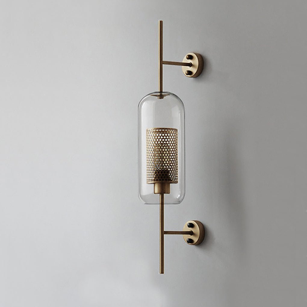 Retro Industrial Bronze Glass Tank Wall Sconce — Iron, Transparent Glass Shade, 6W–10W