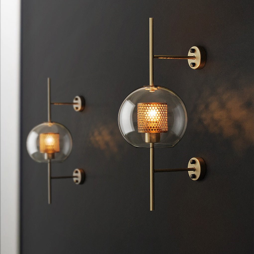 Retro Industrial Bronze Glass Tank Wall Sconce — Iron, Transparent Glass Shade, 6W–10W