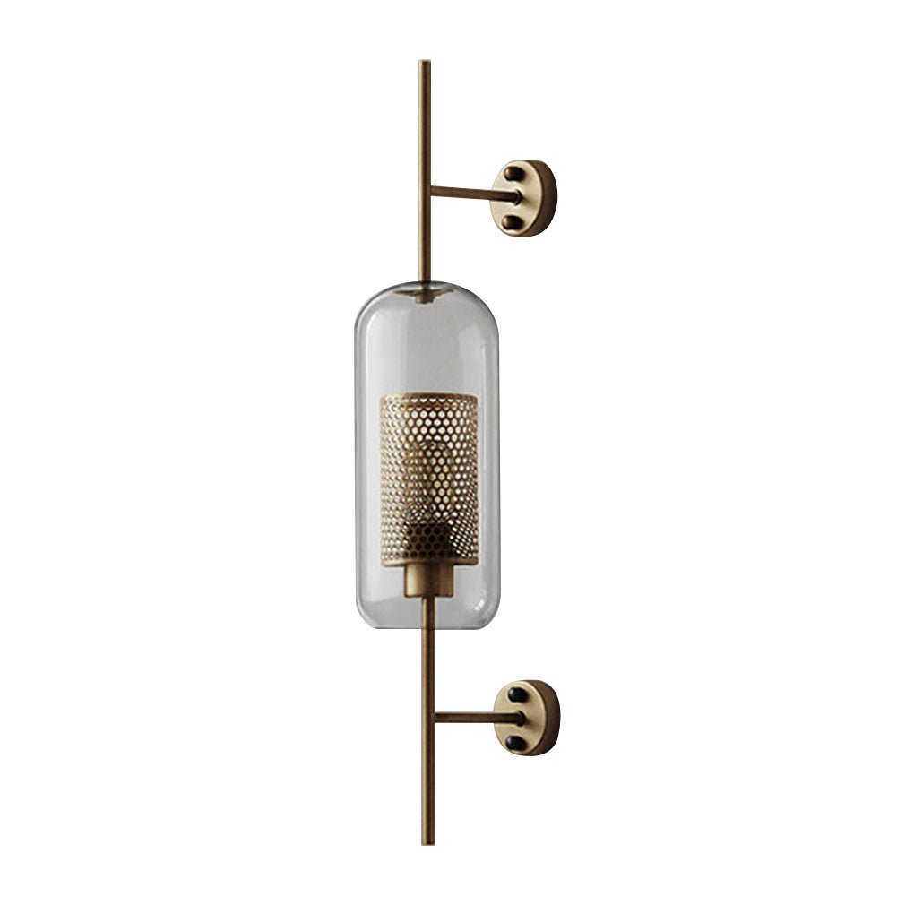 Retro Industrial Bronze Glass Tank Wall Sconce — Iron, Transparent Glass Shade, 6W–10W