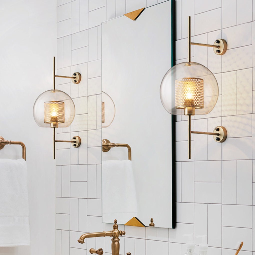 Retro Industrial Bronze Glass Tank Wall Sconce — Iron, Transparent Glass Shade, 6W–10W
