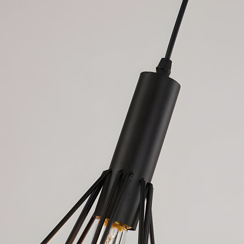 Geometric Lines Mini Pendant — Black Iron, Retro Industrial, E27, 3000K