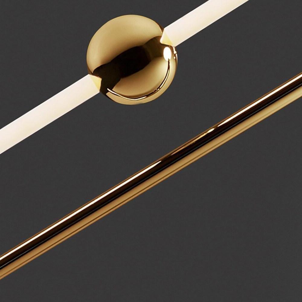 Linear Glass Sphere Pendant Chandelier — Metal, Gold/White, 23" Wide, 3000K LED, 59" Adjustable Cord