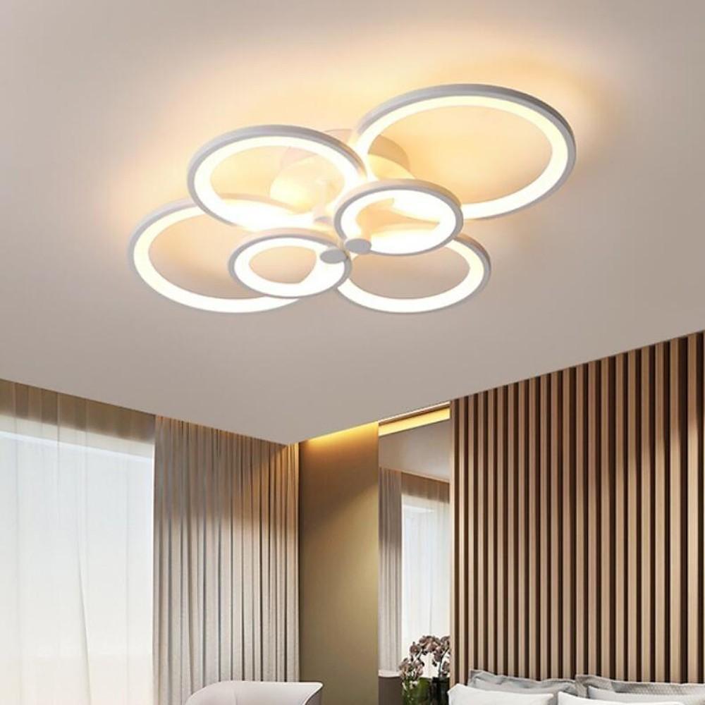 Multi-Ring Flush-Mount Ceiling Light — Metal and Acrylic, Dimmable LED, 3000K–6000K, 31" Wide