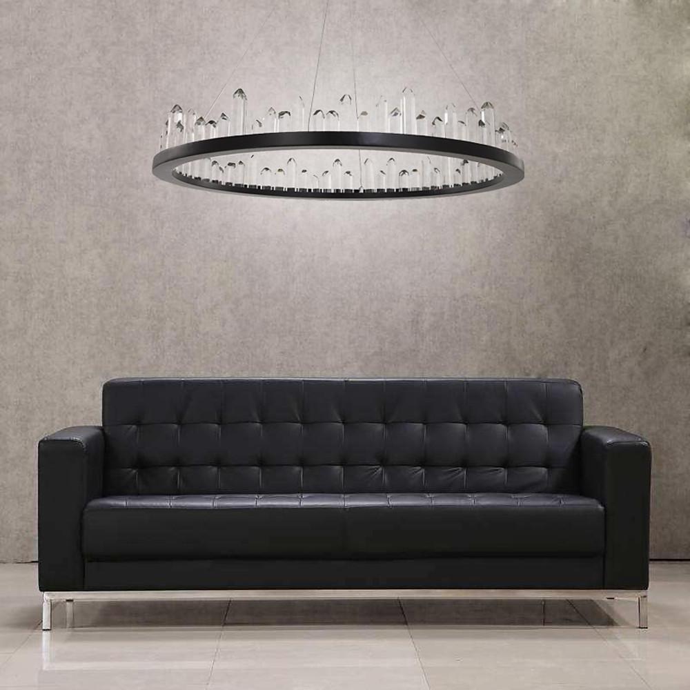 Circular Ring Crystal Chandelier — Metal, LED, 31" Diameter, Adjustable Height, 40W, 3000K / 6000K
