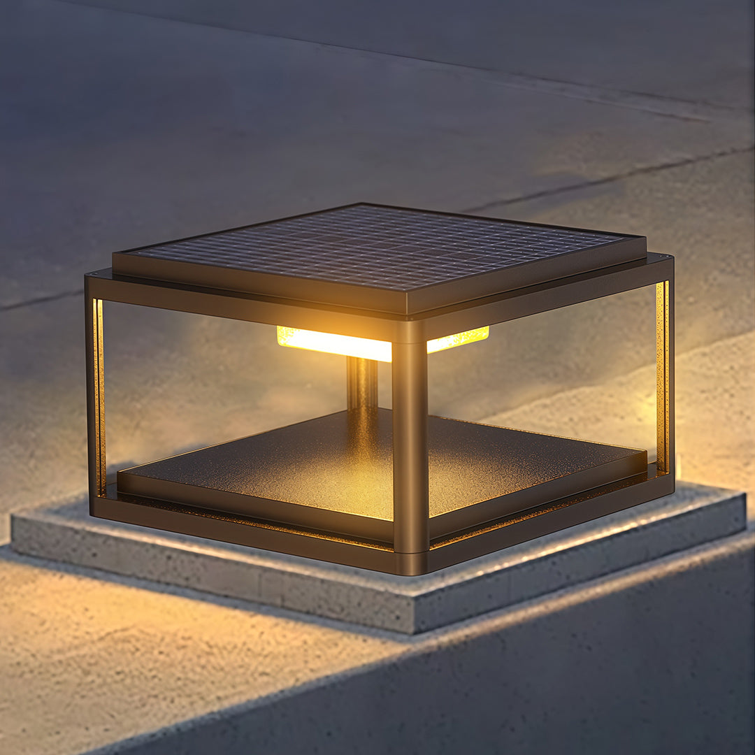 Modern Outdoor Pillar Light — Aluminum & Acrylic, LED, Solar / Hardwired, IP54, 3 Sizes