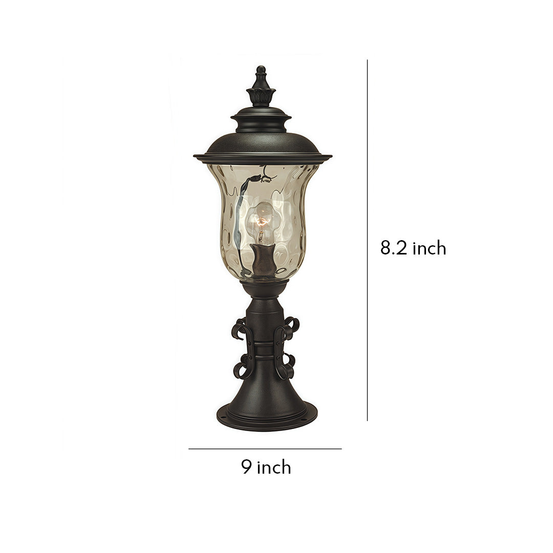 Classic Column Outdoor Pillar Gate Light — Sand-Black Aluminum, Clear Glass, 12W, IP44 Weatherproof